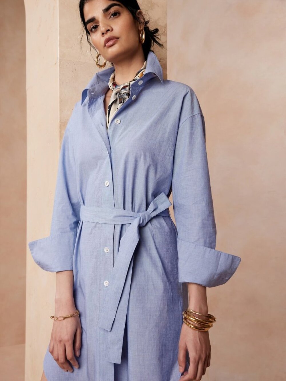 Banana Republic Poplin Shirtdress, Light Blue, Size M Tall